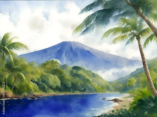 Jaco Costa Rica Country Landscape Watercolor Illustration Art