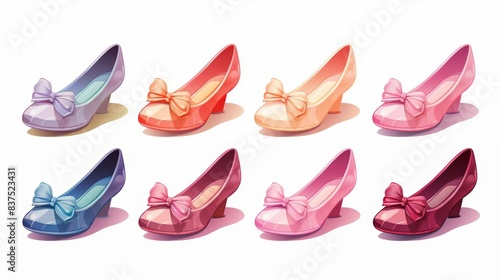 Shoes flat design front view ballet slippers theme cartoon drawing Tetradic color scheme