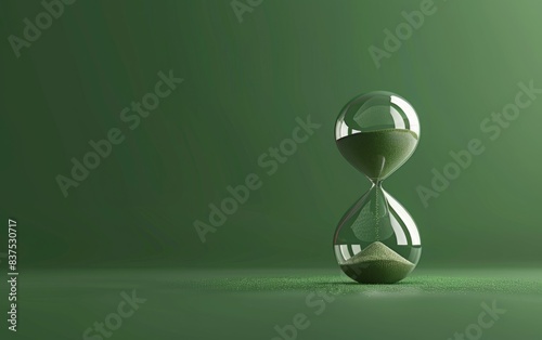 An hourglass with sand flowing down symbolizing the passage of time