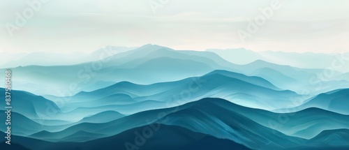blue mountains abstract digital seamless pattern nostalgic landscapes