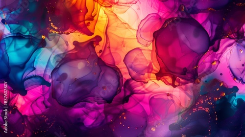 Abstract painting. Colorful bubbles of paint.
