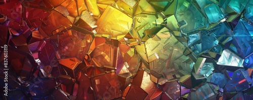 Abstract rainbow pattern of shattered glass.