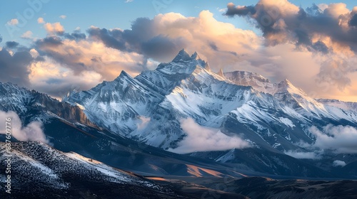 mountain peaks clouds image
