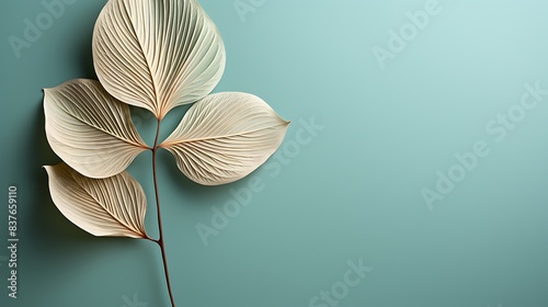 A close-up shot capturing the beauty of a single green petal leaf against a soft celadon background, emphasizing its delicate texture and rich color#2 @BAN ME?
