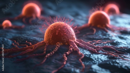 Cancer cells. Malignant tumor. Microscopic image.