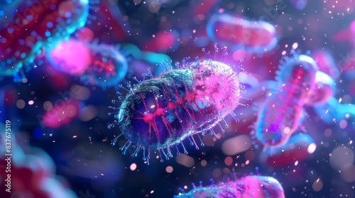  3D illustration of bacteria.