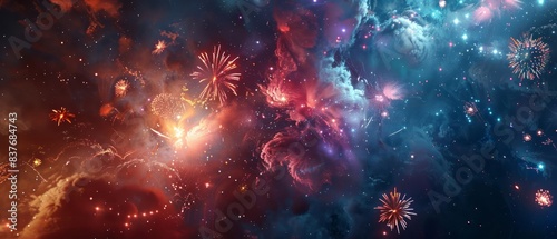 Integrate fireworks into the background to symbolize the Fourth of July holiday