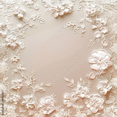 Elegant Lace Frame with Delicate Floral Patterns and Soft Pastel Color Palette for Wedding Invitations