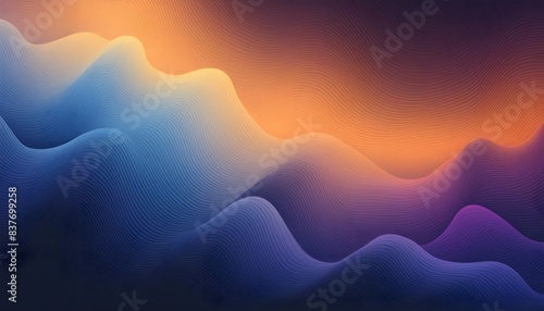 A grainy gradient background with dark blue, purple, orange, and black hues, featuring an abstract noisy texture.