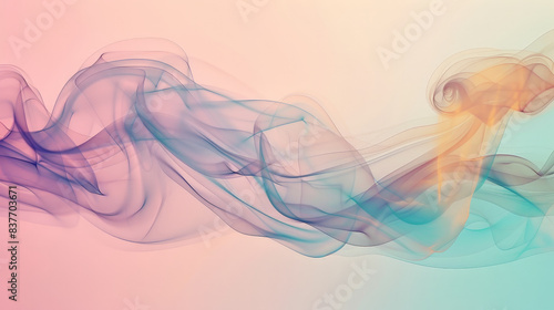 Modern illustration featuring delicate smoke tendrils rising gracefully against a soft pastel background