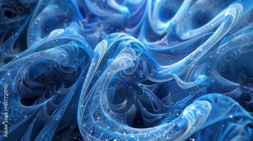 Azure tendrils weaving an intricate dance across a pristine canvas
