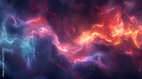 An abstract background with a cosmic, nebula-like pattern. Use deep, rich colors and swirling shapes to create a sense of depth and wonder, as if gazing into the far reaches of space.