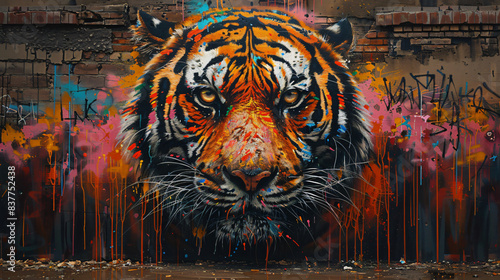 Vibrant pop art tiger executed in rich colours