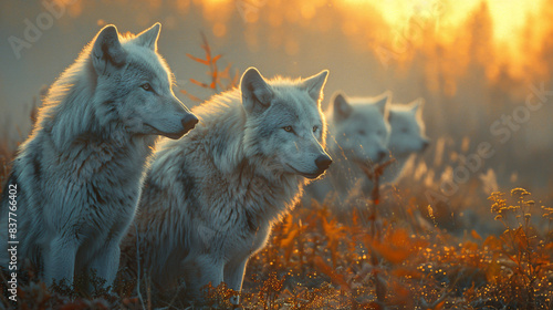 Wild wolfs in nature wilderness