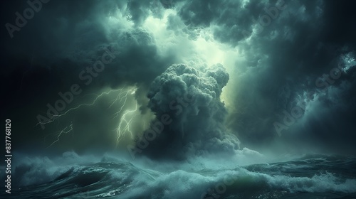 Extreme weather of storm at sea