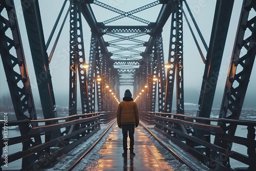 Man Standing in Empty Bridge