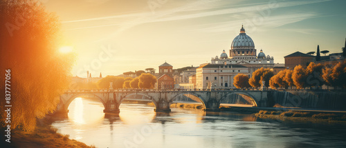 Sunset Over Vatican City Bridge