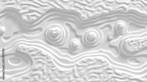  A tight shot of a white surface exhibitning rippled patterns at its top, while its underside displays comparable undulating patterns