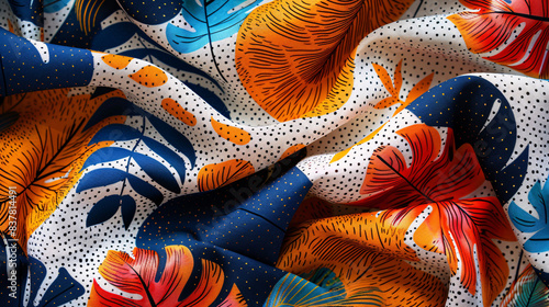 Ethnic jungle motifs in a traditional design for digital textile printing and fashion