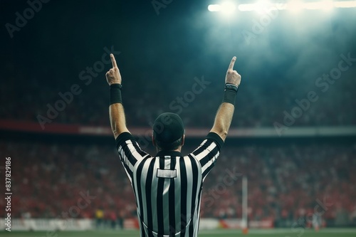 football referee signaling touchdown in stadium