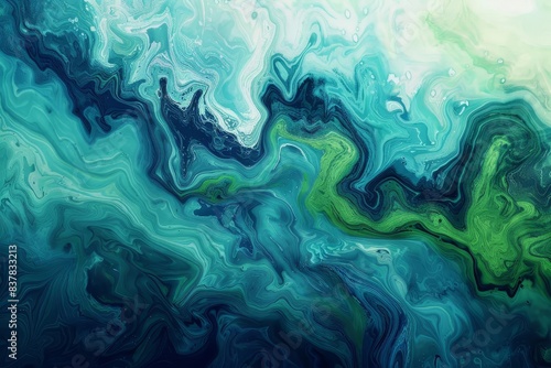 abstract water waste pollution in vibrant blue and green hues environmental concept illustration