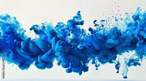 Blue Ink Cloud Swirling in Water