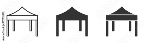 Vector illustration of three tent icons in different styles. Perfect for outdoor events, camping, and festival themes.