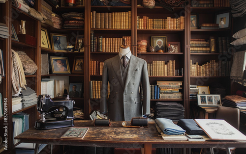 Presenting a tailored suit in a traditional workshop