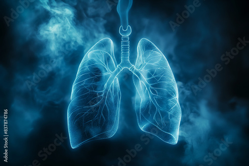 Human lungs are surrounded by smoke, concern about smoking that cause of lung cancer. Stop smoking.