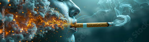 Empathetic Social Worker Supporting Smoking Cessation: A Conceptual Blend of Profiles for Charity and Social Work Ads on Photo Stock