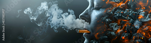 Photo realistic portrayal of social worker supporting smoking recovery program, perfect for charity and social work ads