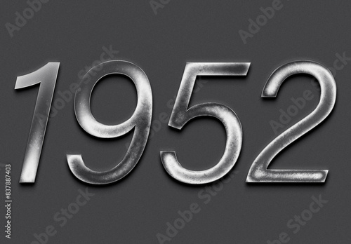 Chrome metal 3D number design of 1952 on grey background.