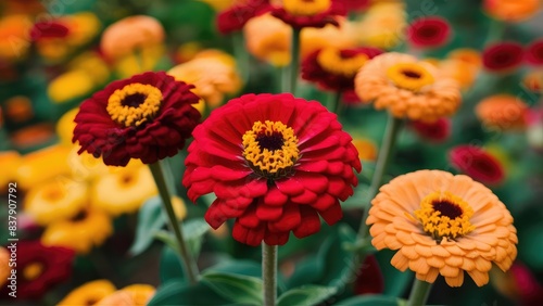 Fresh Zinnias: A Spectrum of Warm Colors: Capture the warmth and variety of zinnia shades