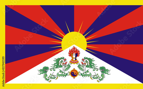 Flag of Tibet illustration. Tibet flag (1925)