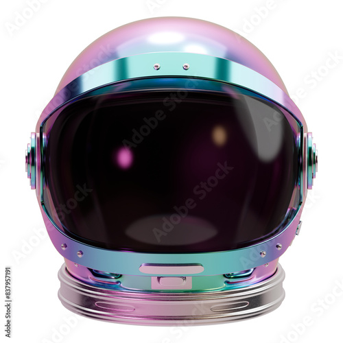 Png colorful astronaut helmet sticker, 3D rendering, transparent background