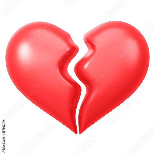 Red broken heart png 3D element, transparent background