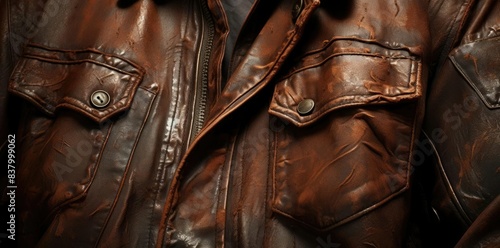 jacket textured leather with a silver button and leather pocket