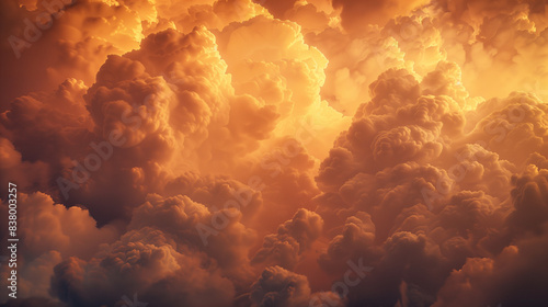 Dramatic Golden Clouds Illuminated by Sunset Light in the Sky