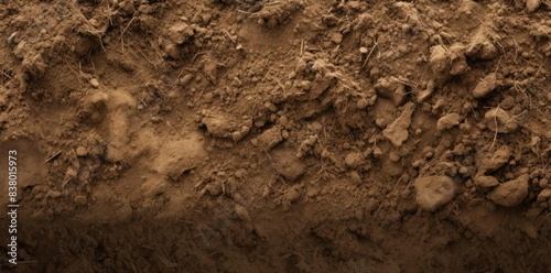 dirt texture on the surface of the earth a rocky outcrop on the left side of the image, followed by a sandy beach on the right side, and a distant mountain range on the