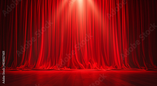 red theater curtain with spotlight 