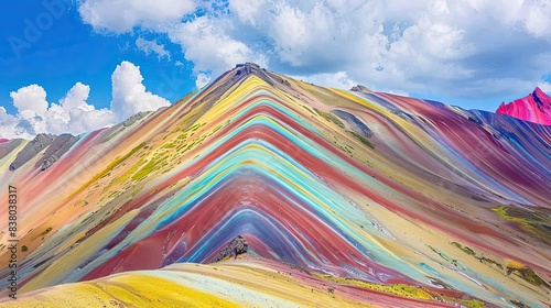 Rainbow Mountain, Peru. The mountain in the Andes of Peru is beautiful in its pristine beauty. Great design for any purpose.