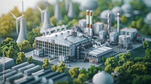 An industrial factory powered by renewable electricity. 