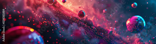 Produce an indoor cosmic scene with a tilted angle view, featuring a mesmerizing image of a pin in a surreal and fantastical setting, using vibrant digital techniques