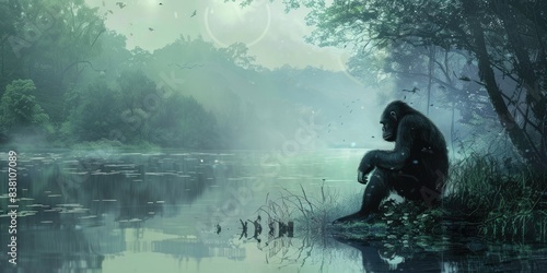 Reflective Primate by Tranquil River