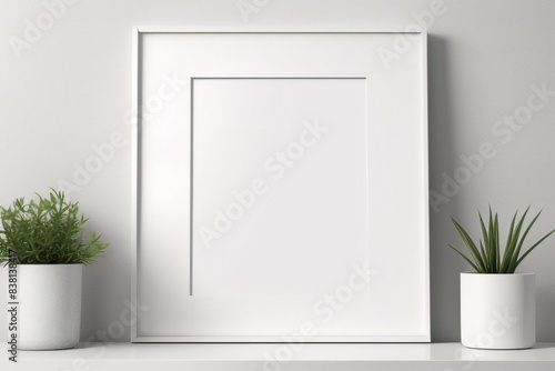 リアルなフォトフレームのモックアップ。白い空白の壁に垂直の大きな A3、A4 フレームのモックアップ。シンプル、クリーン、モダン、ミニマルなポスター フレーム。垂直の白い額縁のモックアップ。国際用紙サイズ 