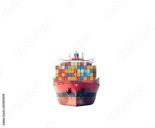 Cargo ship with colorful containers isolated