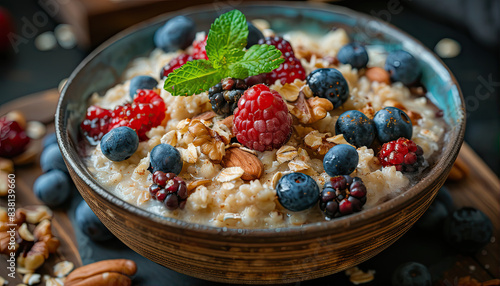 muesli with berries and almonds 