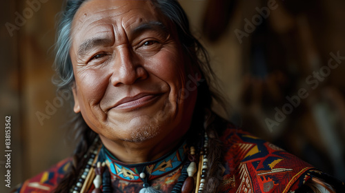 Portrait of a smiling senior Native American Indian man