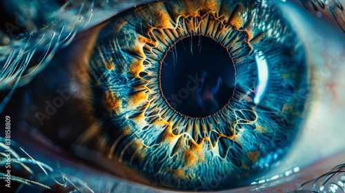 macro closeup of focused eyeball iris pupil generative ai