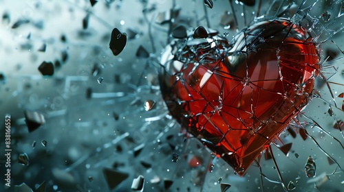 Capture the powerful emotion of trust being shattered with a digital CG image of a broken glass heart